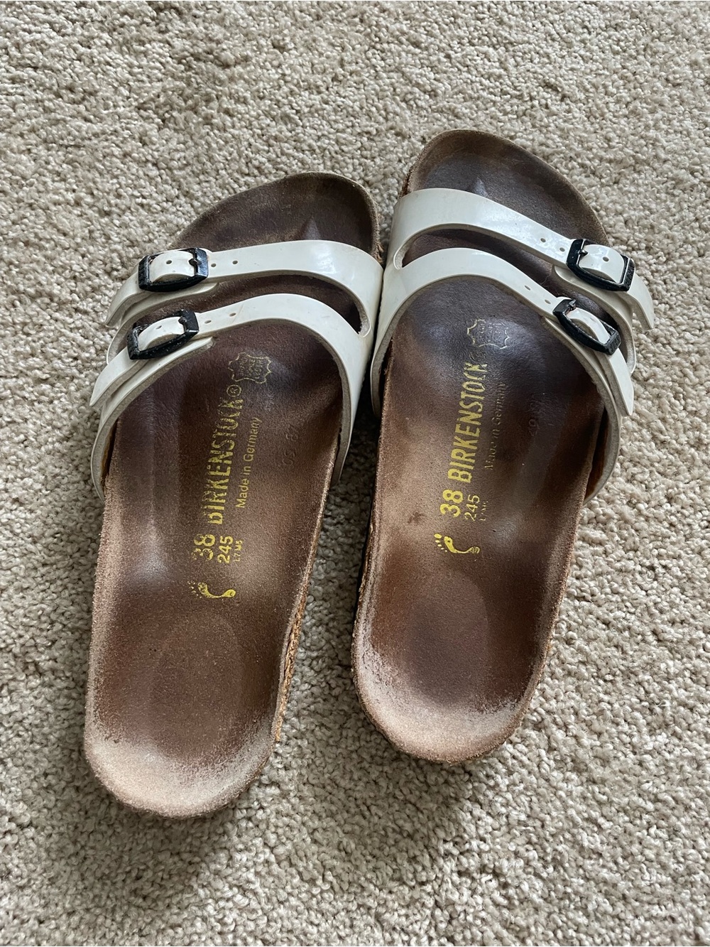 Birkenstock Cream Double-Strap Slide Sandals